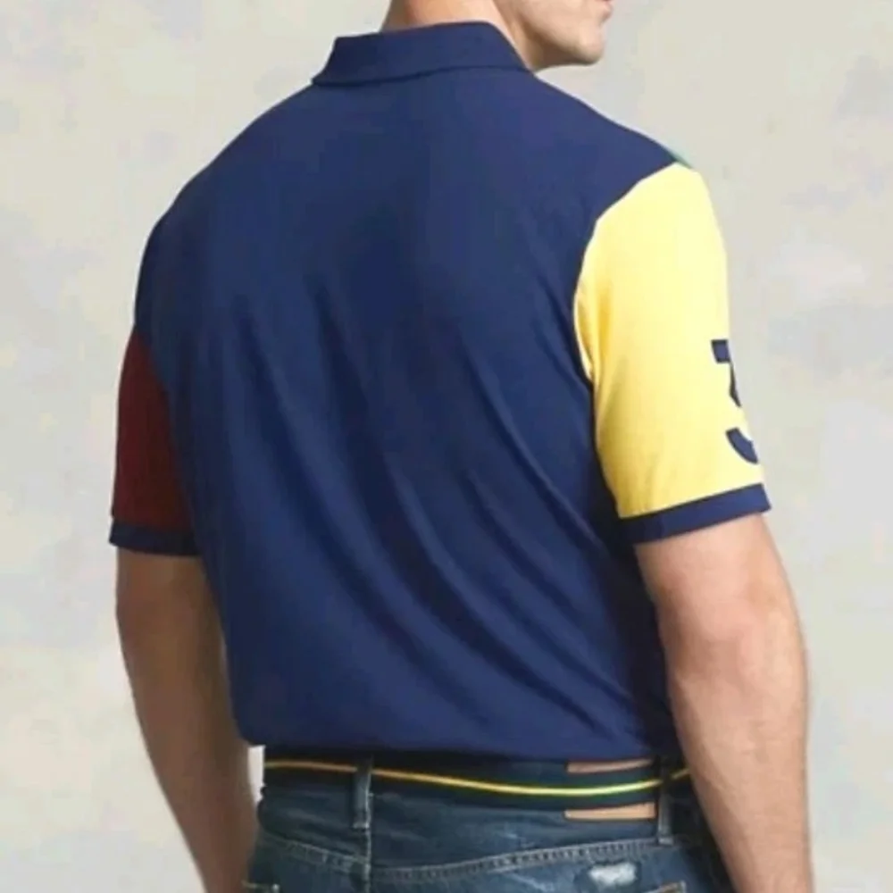 Polo Ralph Lauren Rugby Polo Shirt Men XXL Big Pony 90s Colorblock Green Preppy
